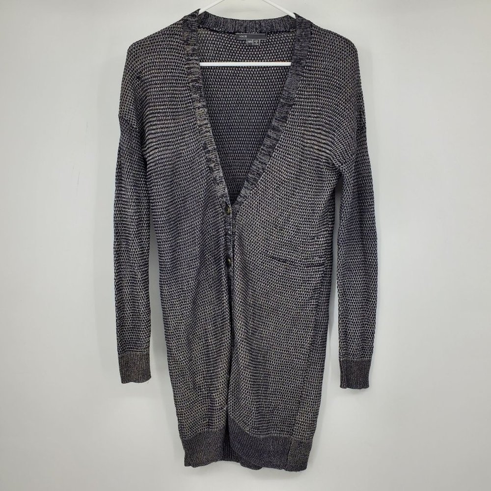 Vince Linen‎ Blend Women's Long Oversized Button Front Cardigan Sweater XXS